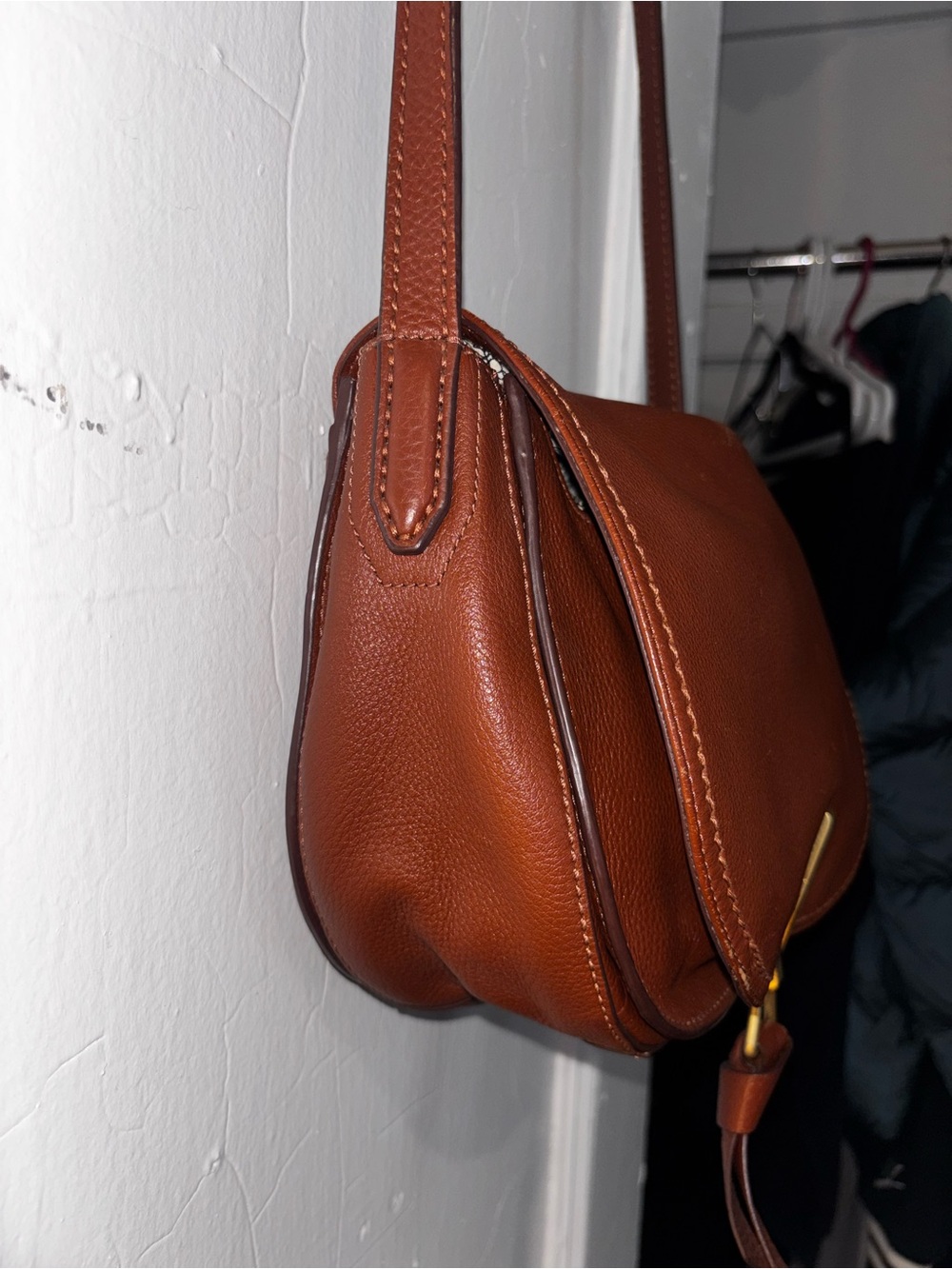 Vera Bradley Camel Leather Crossbody Shoulder Bag - Picture 3 of 11